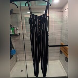 Striped Black and White Jumpsuit ( with pockets )